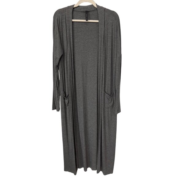 Alexander + David Open Front Long Cardigan Duster Size Large Gray Staple Layers - Picture 1 of 6